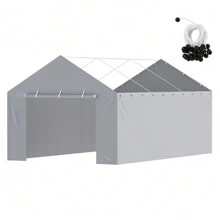Carport Replacement Canopy Cover Top + Side Wall, Garage Top Tent Shelter Tarp Heavy-Duty Waterproof & UV Protected, Easy Installation With Ball Bungees (Frame Not Include) - Side Wall, 12x20ft, Grey - View 8