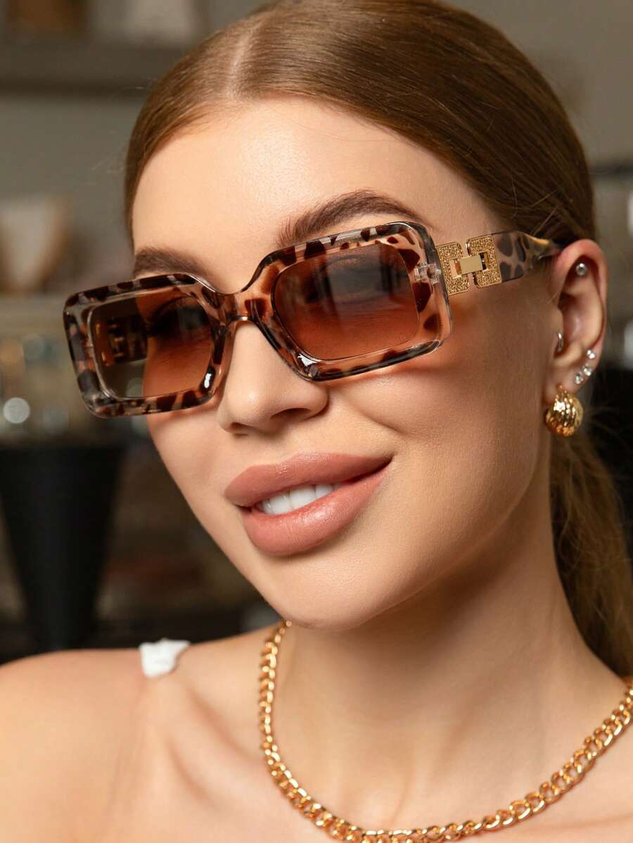 Gafas de sol de plástico rectangulares de estilo retro, diseño clásico para exteriores, playa, uso diario, conducción, protección UV, elegante para atuendos a la moda, paseos familiares, viajes y vacaciones de verano en la playa