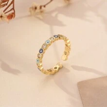 1 anel turco azul com mau-olhado aberto, elegante e exclusivo, adequado para homens e mulheres, joia chique para festa, presente para namorada/amante/dia das mães/Halloween - Multicolorido - Ver 21