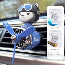 Wind Rotating Propeller Cool Fun Bear Pilot Car Air Fresheners Cartoon Dog Husky Vehicle Air-Conditioning Vent Clip Perfume Airplane Automotive Fragrance Diffuser Aromatherapy Ornaments Fan Aroma Pendant Windmill Outlet Interior Accsesories Decorations For Men Scent Flavor Fresh Smell Gifts Birthday Graduation