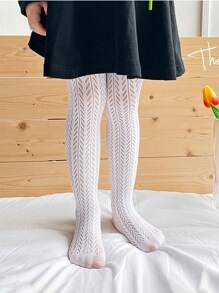 2pcs Girls' Hollow-Out Leggings Tight Fishnet Stockings, Suitable For In Spring/Summer - Multicolor - View 7