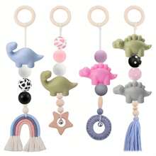 12/16Pcs 3D Diplodocus Stegosaurus Shaped Silicone Bead Mix Set, Cartoon Animal Silicone Focal Beads, For DIY Production Of Various Handicrafts Beaded Pen Keychain Pendant
