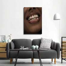 1PCS With Frame African American Art Poster African American Woman Teeth African American Girl Real Poster Canvas Print Artwork Picture Modern Home Office Living Room Background Wall Decoration, Home Office Decoration, Suitable For Bedroom Dining Room Bathroom Study Kitchen Studio Apartment Hotel Coffee Shop Corridor Wall Decoration - Multicolor - View 4