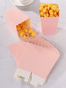 10/24pcs Pink Food Boxes, French Fries Boxes, Popcorn Cups, Popcorn Buckets, Birthday Party Decorations & Movie Night Snack Boxes, Suitable For Lunchbox, Bakery, Burger Restaurant - Baby Pink - View 5