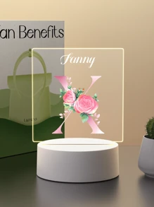 1pc Custom Name Creative Flower Initials Gift 3D Light Illusion LED Night Light Warm Light Birthday Gift Gift Wedding Gift - 3mm Small Square-26 Letters - View 13