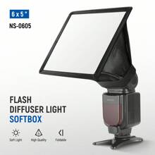 NEEWER Flash Difusor Luz Softbox 6" x 5", Universal, Plegable con Bolsa de Almacenamiento Compatible con Canon Nikon S ony Godox Yongnuo NEEWER speedlight - Negro - Ver 2