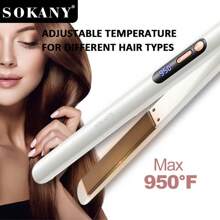 SOKANY Pinza cerámica multifuncional SOKANY, alisador de cabello, pinza de alisado. Tres en para rizar y alisar en seco y húmedo, temperatura ajustable hasta 950 grados, pantalla LED, calentamiento rápido, cola giratoria 360 grados, apto para familias y salones de belleza.