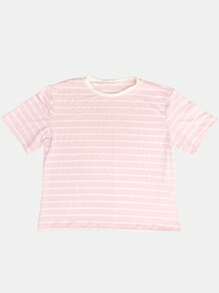 K&K FASHION Basic Striped T-Shirt Blouse - Rosa - Ver 3