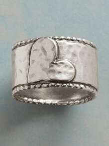 1pc Bohemian Vintage Silver Heart Shape Women's Ring, Suitable For Wedding, Engagement, And Everyday Wear