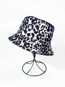 1 buc. Pălărie de găleată unisex de primăvară/vară cu imprimeu leopard, stil nou retro european și american, îmbrăcăminte versatilă pe două fețe, pălărie de soare ocazională la modă de stradă pentru uz zilnic