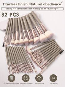 49/41/37pcs Makeup Sponge And Brush Set, Including Powder Brush, Blush Brush, Contour Brush, Nose Shadow Brush, Eye Shadow Brush, Eyebrow Brush, Lip Brush, Detail Brush, Makeup Sponge, Makeup Brush Cleaning Bowl, Makeup Headband, And Brush Cleaning Bag,Brush Set,Makeup Brush Kit,Make Up Brush Set,Make Up Set Complete,Makeup Brush Set,Complete Makeup Kit,Brush Kit,Brushes Makeup Set,Makeup Gift Set,Set - Coffee Brown - View 2