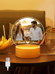 Bingkai Foto Akrilik Berbentuk Hati dengan Lampu Malam, Lampu Malam Foto Kustom untuk Hadiah Ulang Tahun Pernikahan Pasangan, Lampu Neon untuk Dekorasi Rumah dan Kamar, Lampu Hias - Catat nama bulat 5mm + tanggal - View 6