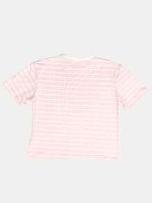 K&K FASHION Basic Striped T-Shirt Blouse - Rosa - Ver 7