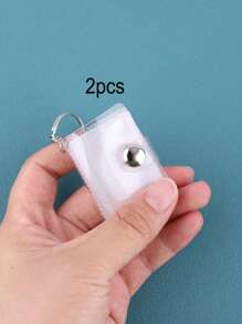 16 Sheets/1 Book/1 Inch, Sparkly White Mini Photo Album Keychain, Simple & Delicate Bag-Insert Style Id Card Holder Back To School,Back To School,School Supplies