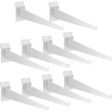 Soportes para estantes con rebordes de 12" para pared ranurada, 10 piezas, accesorios metálicos para pared ranurada de alta resistencia para estanterías, exhibición, garaje, cocina, color blanco - Blanco - Ver 8