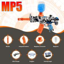 MP5 High Speed Automatic Gel Balls Gun Toys! Upgraded Electric Water Bullets Blaster Toys, Perfect For Outdoor Yard Activities Team Shooting Game, Adapt As Birthday And Holidays Gifts - BLUE MP5 - View 3