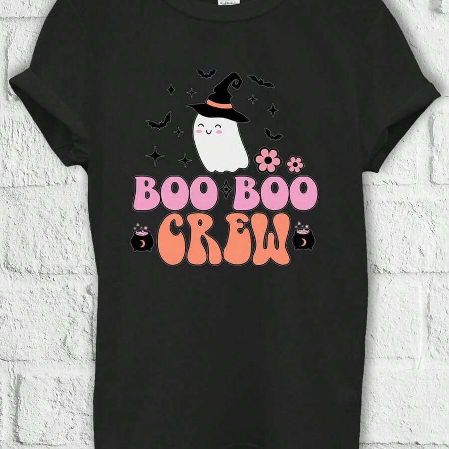 Halloween Boo Boo Crew T Shirt Hoodie Sweatshirt Baseball Pullover Shopper Bag Make Up Bag  Women Unisex Baggy Boyfriend Shirt H30