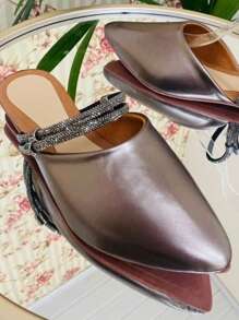 Mule With Rhinestone Strap Muller Flat Comfort And Elegance Work I Passed - 舊銀 - 查看 2