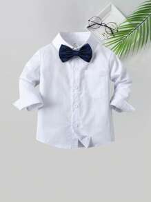 3 件套男婴绅士服装套装：白色长袖衬衫配领结 + 灰色背心和裤子，适合生日派对、婚礼、洗礼、1 岁生日 - 灰色 - 查看 4