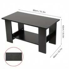 Modern Coffee Table Living Room Tea Side End Desk With Lower Storage Shelf Black - Black - View 2