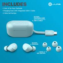 JLab Go Pop+ True Wireless Bluetooth Earbuds + USB Charging Case, Dual Connect, IPX4 Sweat Resistance, Bluetooth 5.1 Connection, 3 EQ Sound Settings Signature, Balanced, Bass Boost - 淺藍色+ - 查看 7
