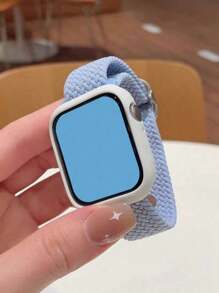 1 peça Pulseira de Apple Watch Tecida com Estampa Floral Miúda + 1 peça Capa de Silicone Adequada para Novo Apple Watch S10, Compatível com Apple Watch 9, 8, 7, 6, 5, 4, SE