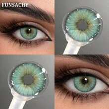 FUNSACHY 1 对系列灰色自然隐形眼镜大眼睛蓝色/绿色隐形眼镜韩国隐形眼镜年度使用眼部美容化妆万圣节服装角色扮演 - 年拋 - 查看 7
