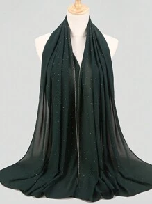 1pc Women's Luxury Hijab With Rhinestone Cup Chains - Multicolor - View 12