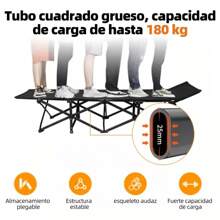 Catre Plegable Acampar Campismo Con Colchón Tamaño: 80cm*190cm Catre Plegable Acampar Campismo Con Colchón - Negro - Ver 4