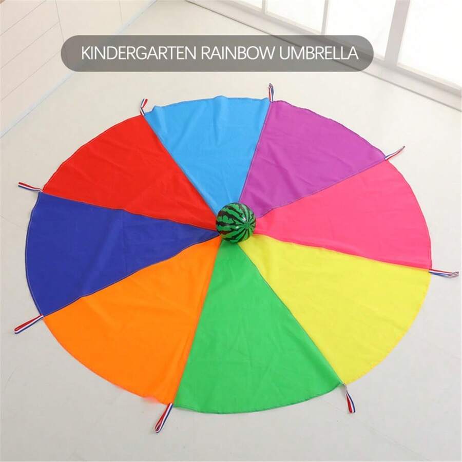 2M Rainbow Umbrella Parachute Toy - Outdoor Teamwork Game For Kids - Multicolor - View 1
