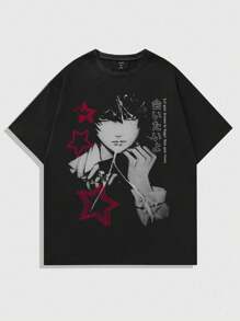 Light Y Kira Death "N O T E" Animewear Streetwear Shinigami Geek Style Otaku Otome Nerd T-Shirt Unisex Men Women 100% Cotton Top Premium Streetwear New Arrival Various Colors!! Plus Size - 黑色 - 查看 1