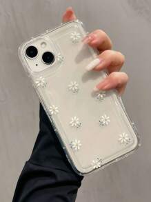 Flower 1pc Air Cushion White Daisy Design Shockproof TPU Phone Case Compatible With Iphone 16,15,14,13,12,11 Pro Max, Series