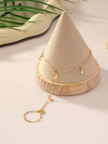 1pc New Arrival Fashionable Minimalist Personalized Star Shape Finger Chain Bracelet, High-End Alloy, Popular EU & US Crossborder Jewelry For Women