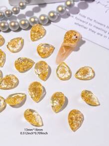 100pcs Transparent Gold Foil Square Rectangular Flat Nail Art Decoration Gold Nail Resin Stone Nail Supplies