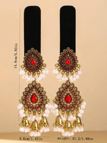 1 对复古风格水滴形波西米亚风铃发夹，适合日常、节日和婚礼佩戴