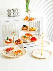 1pc Gold-Plated European Style 3-Tier Acrylic Fruit Stand, Afternoon Tea Tray, Living Room Fruit Plate, Dessert Cake Stand, Suitable For Family Gatherings, Parties, Weddings, Dining Table Decor, Ramadan - Gold - View 9