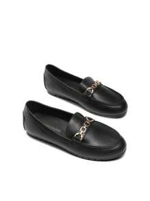 Women Flats Loafers Slip On Moccasins Flat Driving Shoes Arch Support Work Flats Chic Metal Chain Comfortable Versatile Lightweight Casual Loafers Shoes - 黑色/PU - 查看 6