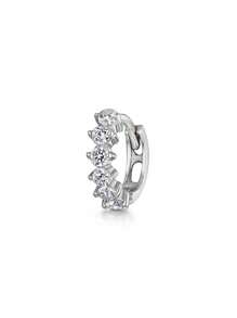 1PC 925 Sterling Silver Shining Cubic Zriconia Hoop Earrings 18K Gold Plated Upper Ear Cartilage Helix Studs For Women Daily Wear Wedding Party Valentine's Day