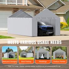 Carport Replacement Canopy Cover Top + Side Wall, Garage Top Tent Shelter Tarp Heavy-Duty Waterproof & UV Protected, Easy Installation With Ball Bungees (Frame Not Include) - Side Wall, 12x20ft, Grey - View 7