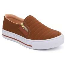 Women's Slip On Sneakers Casual Fashion Look Comfortable With Zipper - 駝色 - 查看 5