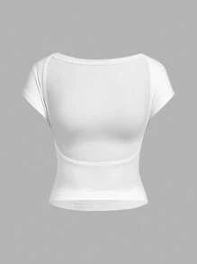 Kit 3 Cropped Feminino  Nua Baby Tee Plain Casual - Gray, Black and White - View 4