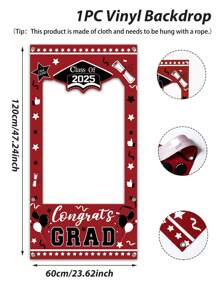 1 pieza Marco de fotos de vinilo de temporada de graduación, fondo negro y dorado para fiesta de graduación, decoración de fondo, decoraciones de graduación 2025, pancarta de marco de fotos, marco decorativo para fiesta de baile de graduación y celebración, accesorios para photobooth - temporada de graduacion - Ver 14