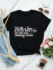 Lovers T-Shirts Banned Books Week - Book Lovers Nerds Celebrate 'Tell Me A Time When It Was The Good Guys Banning Books' - Black - View 1