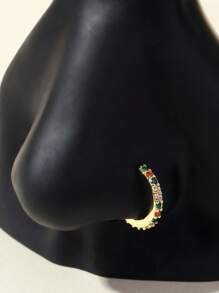 Nhẫn mũi giả Cubic Zirconia hình tròn bằng đồng mềm mại cho tai, môi, mũi, trang sức cơ thể - Phong cách 13 - Xem 1