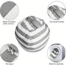 Kids Bean Bag 25 Inch Kids Bean Bags Large Stuffed Animal Toy Clothes Quilts Storage Bean Bags Kids Soft Seat Cover For Kids Toddlers Teens And Adults Gray - Grey - View 6