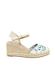Sandales espadrilles pour femmes, espadrilles avec bride de cheville, sandales plates pour femmes, semelle en esparto - Bleu azur - Voir 4