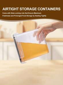 15pcs Portable Transparent Grain Storage Container, Rice Bucket, Moisture-Proof And Insect-Proof Sealed Storage Box For Rice, Grain, Grain, Flour, Airtight Rice Dispenser,Local Warehouse,Storage Containers - Black and White - View 7