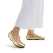 Women Round Toe Flats Casual Soft Bottom Foldable Ballet Flats  Comfortable Slip On Travel Vacation Office Wedding Shoes - Vàng - Xem 8