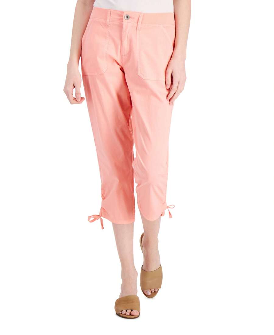 Pantalones capri con dobladillo anudado Style & Co - Durazno - Ver 1