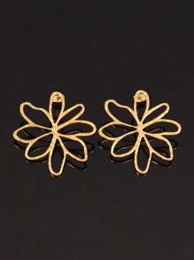 1pair Stainless Steel Big Flower Stud Earrings For Women Fashion Gold Silver Color Flower Pendant Earring Valentines Jewelry